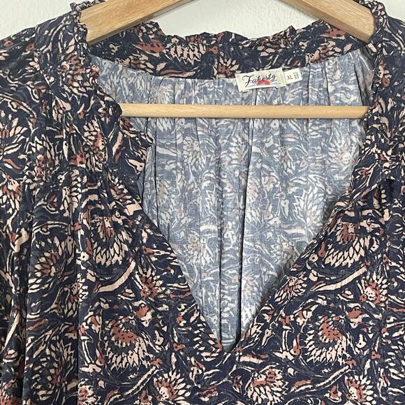 Faherty Portia Top Artisan Block Print Relaxed‎ Flowy Shirt s Size XL - Picture 3 of 9